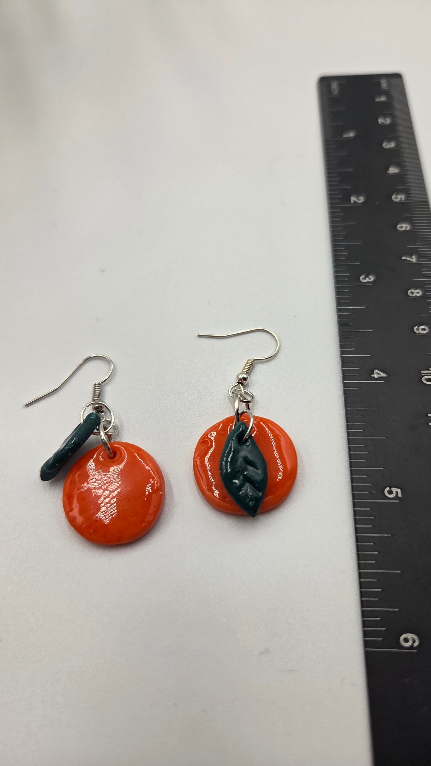 Boucles d'oreilles "Orange avec feuilles"