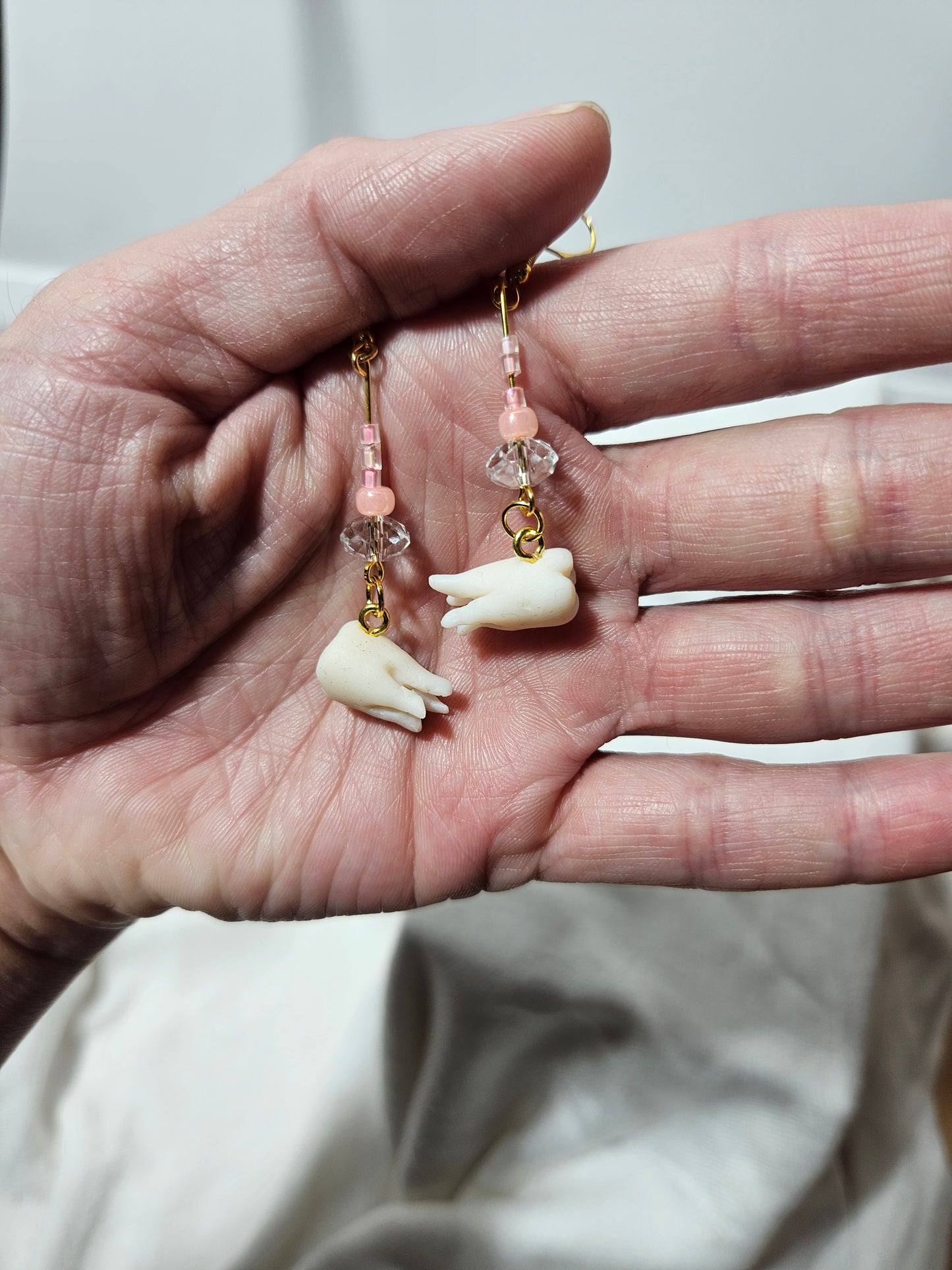 Tooth/pink pearl earrings (Special Order RESERVED)