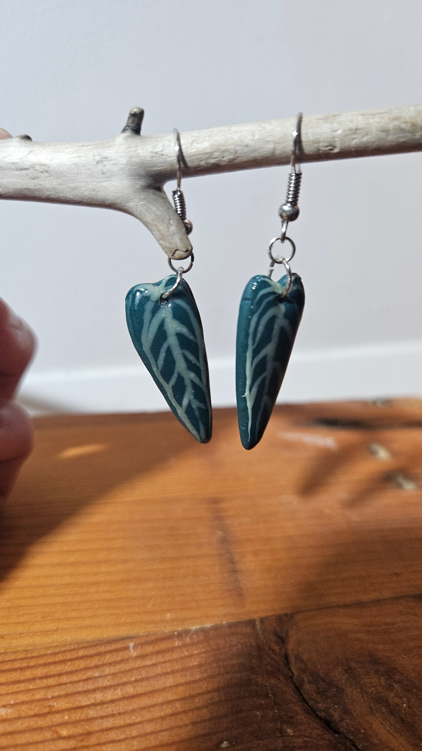 Boucles d'oreilles "Feuilles Anthurium Warocquenaum"