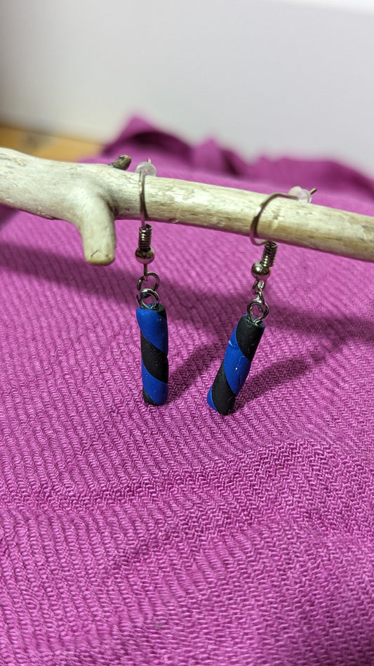 Boucles d'oreilles "Guimauve" noir/marine