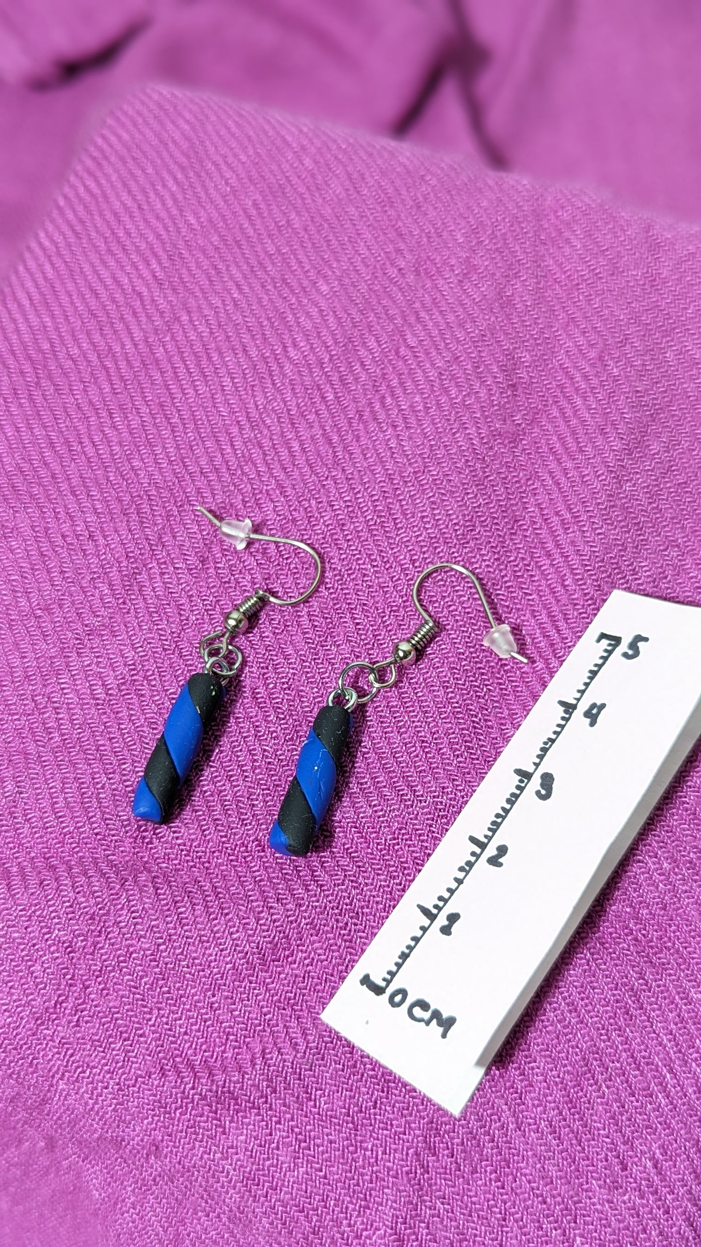 Black/navy “Marshmallow” earrings