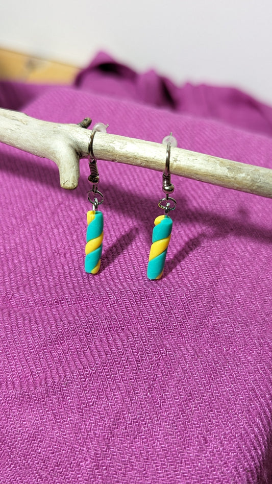 Boucles d'oreilles "Guimauve" jaune/turquoise