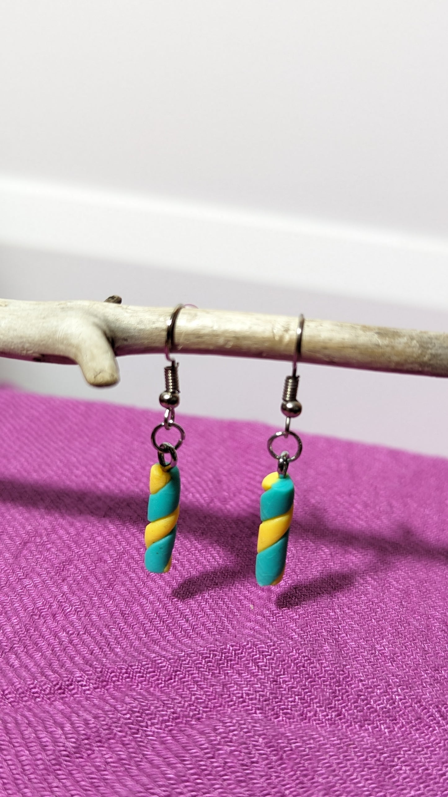 Boucles d'oreilles "Guimauve" jaune/turquoise