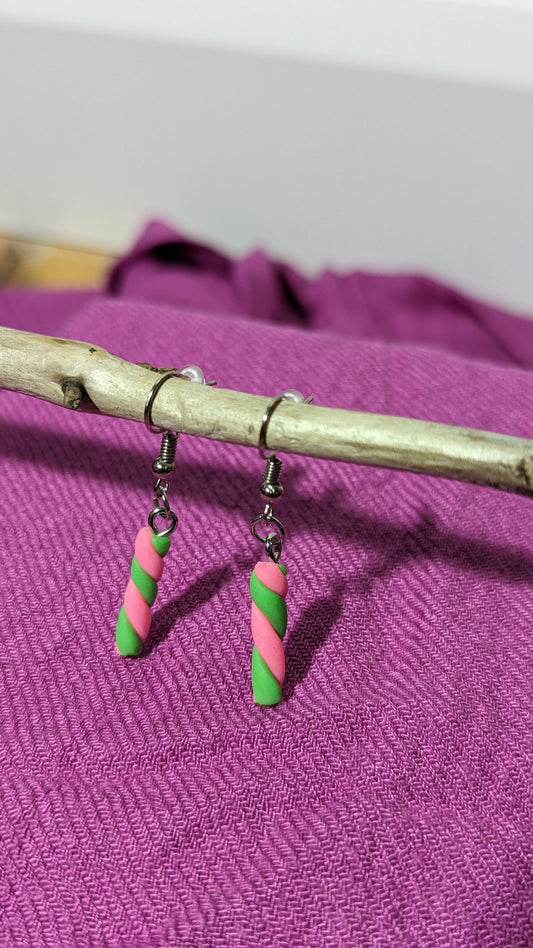 “Marshmallow” earrings Pink/green