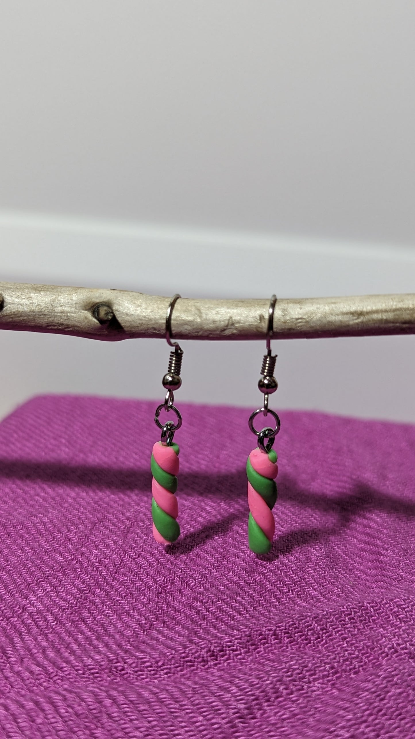 Boucles d'oreilles "Guimauve" Rose/ vert