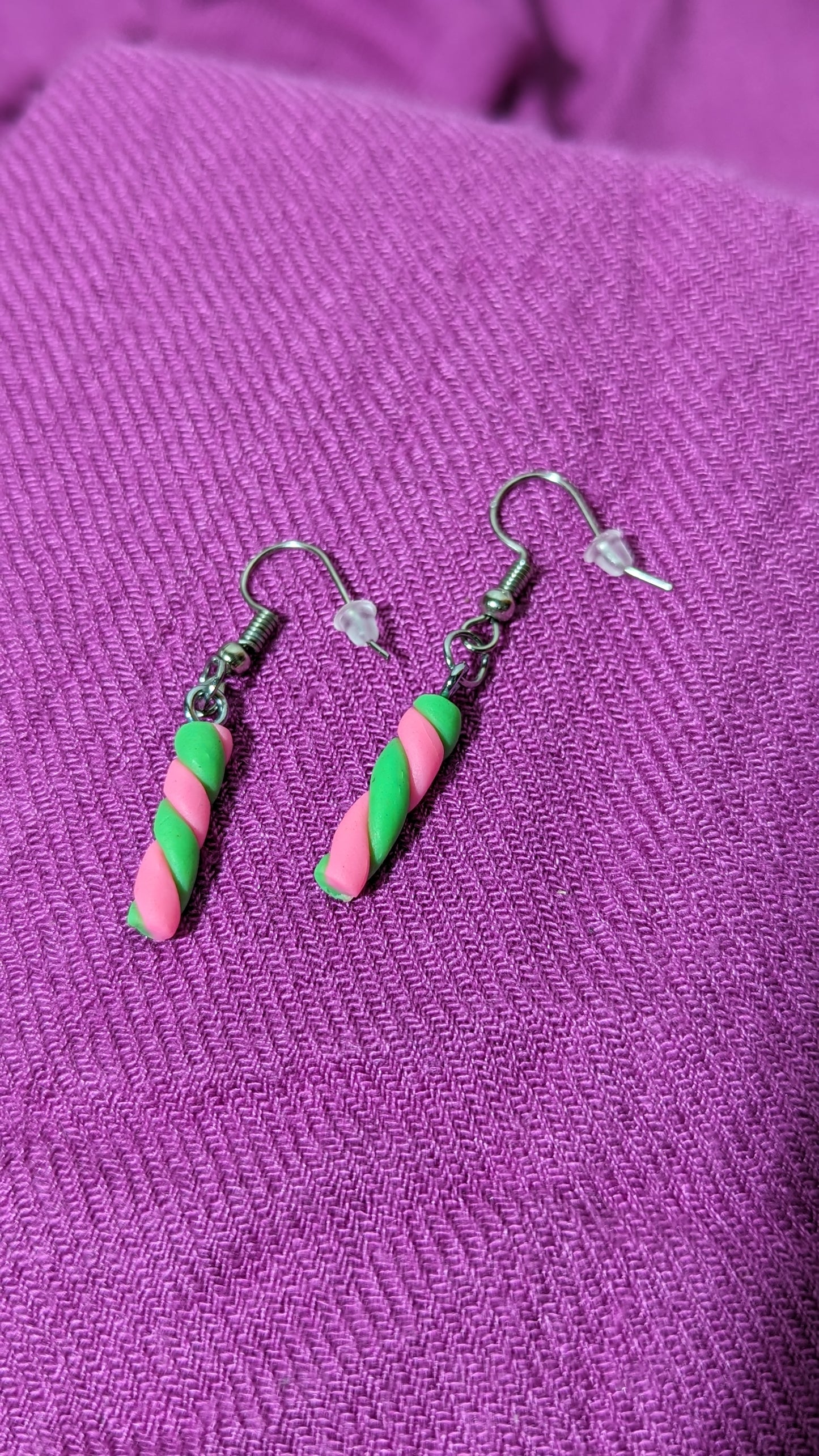 Boucles d'oreilles "Guimauve" Rose/ vert