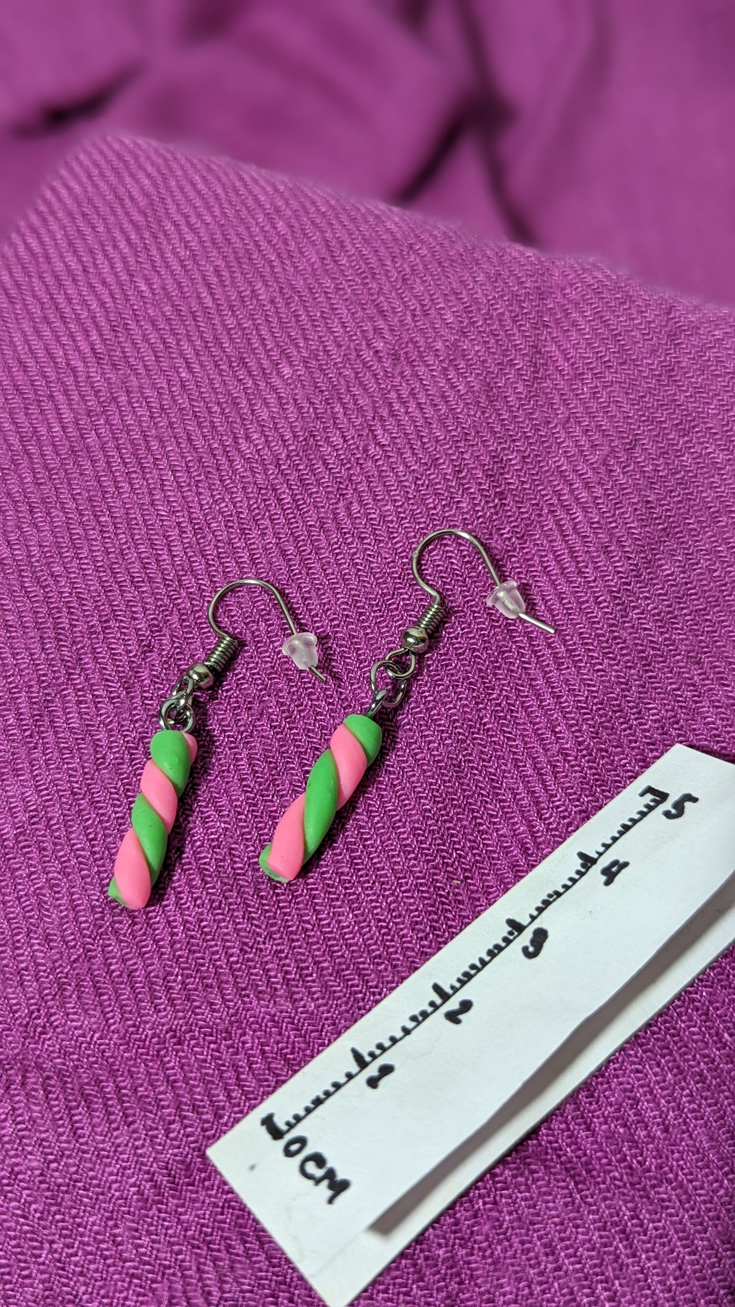 Boucles d'oreilles "Guimauve" Rose/ vert