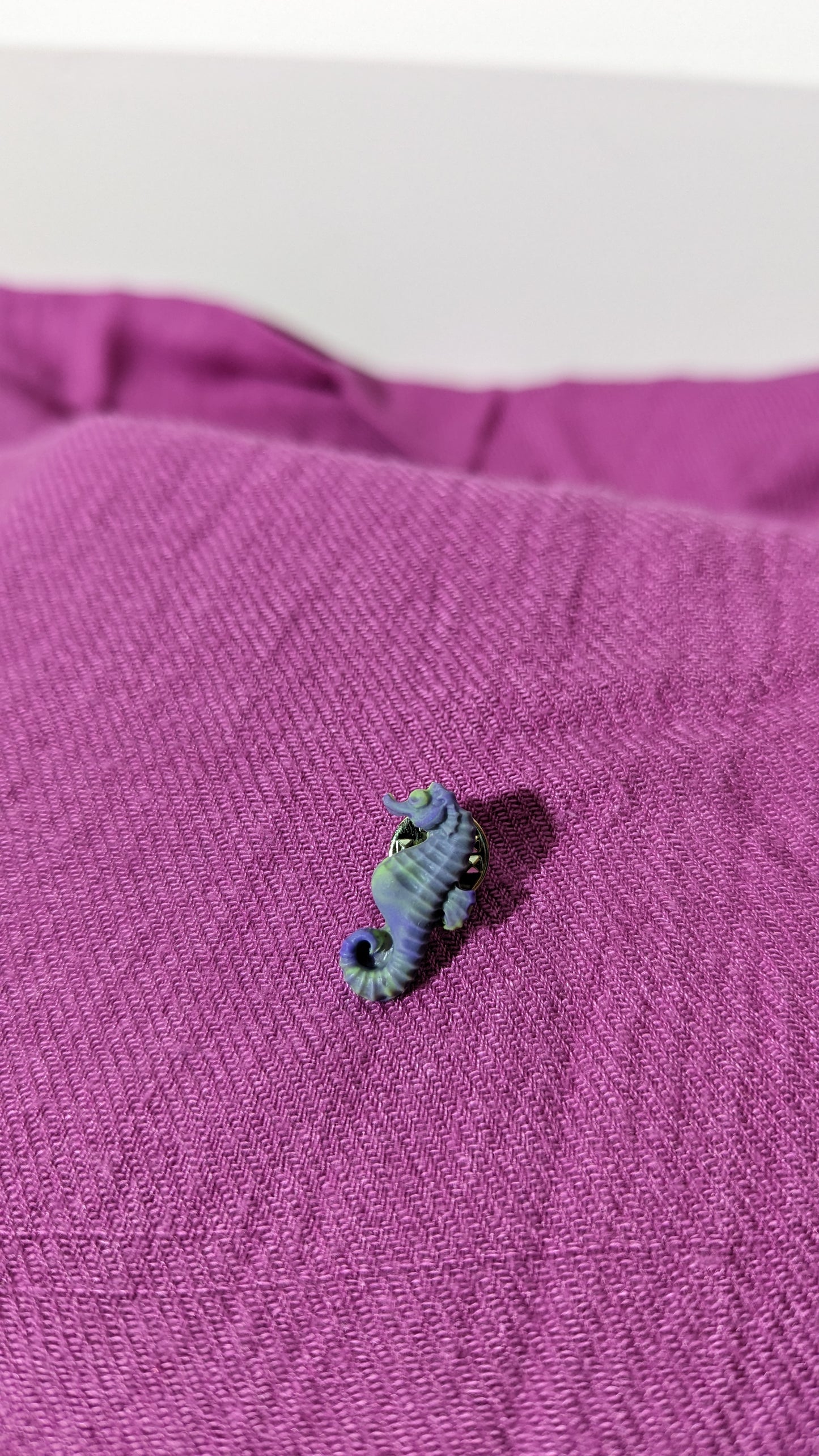 Lapel pin (Brooch/Pin) purple and green seahorse