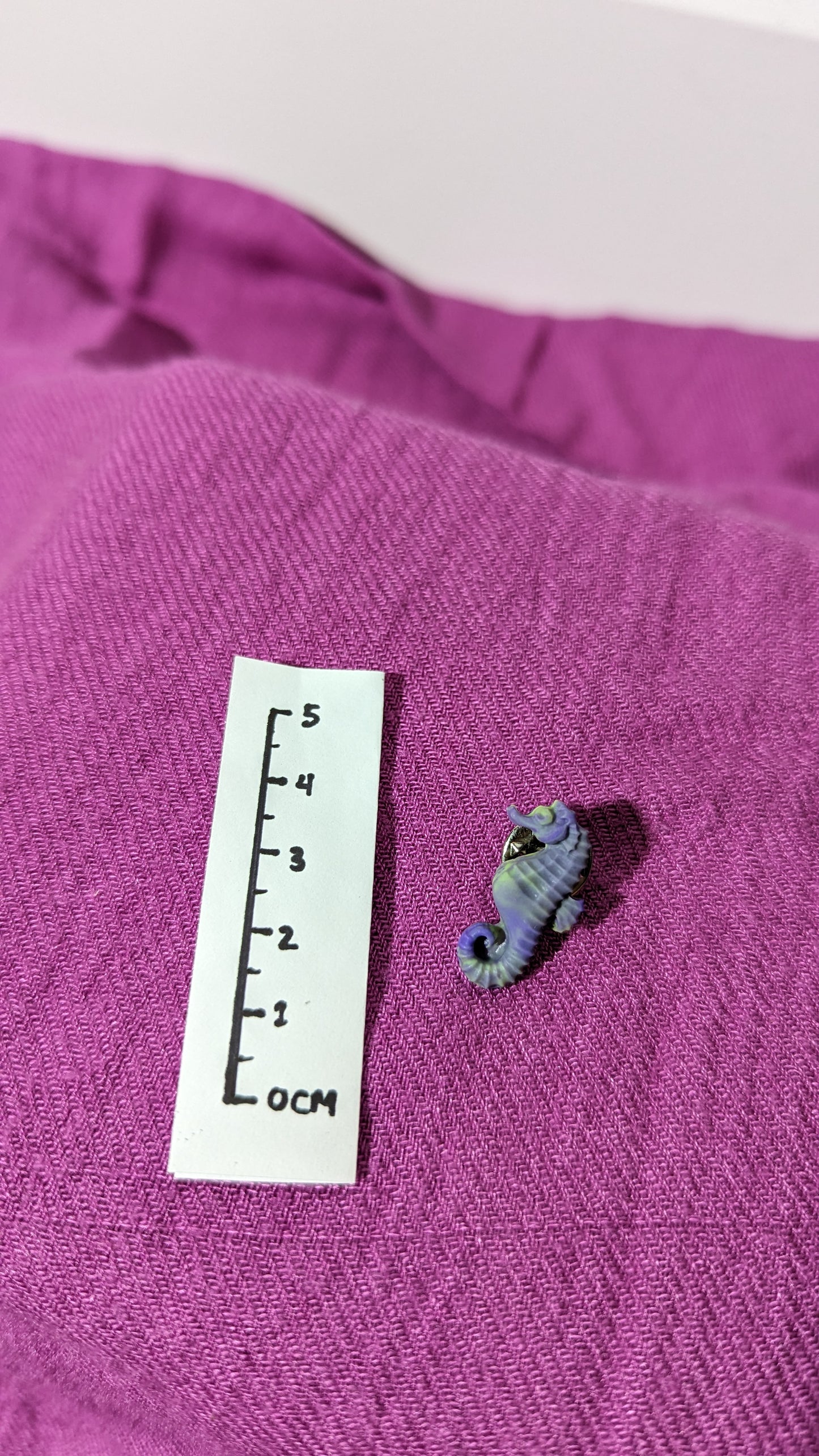 Lapel pin (Brooch/Pin) purple and green seahorse