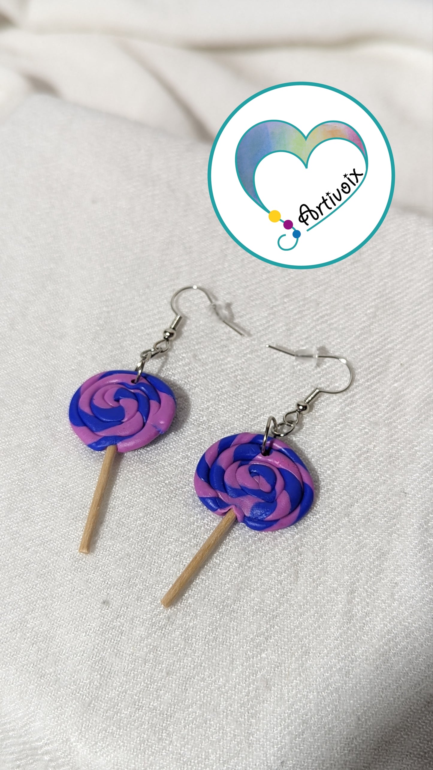 Boucles d'oreilles "Sucette bleu et violet"