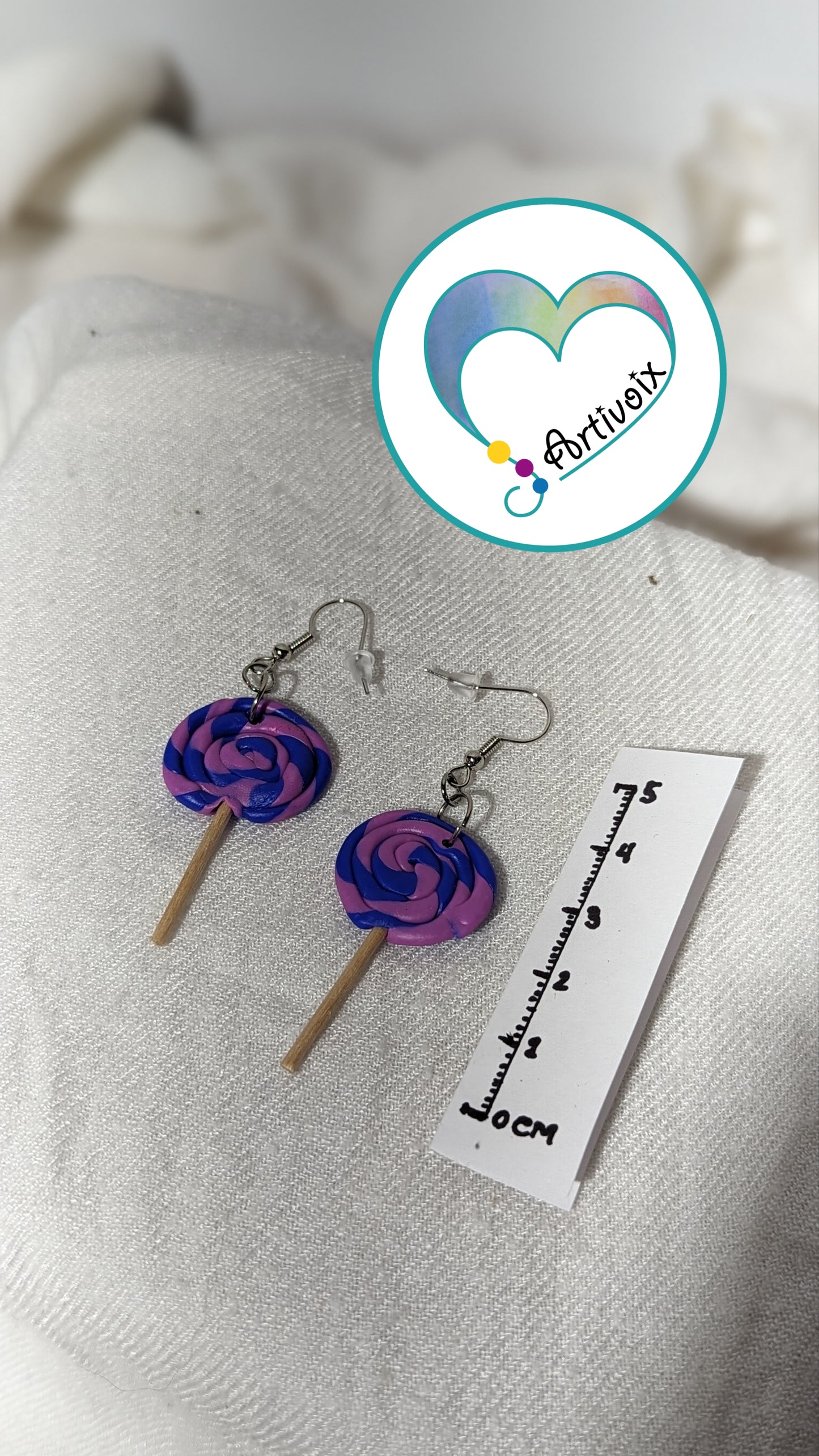 Boucles d'oreilles "Sucette bleu et violet"