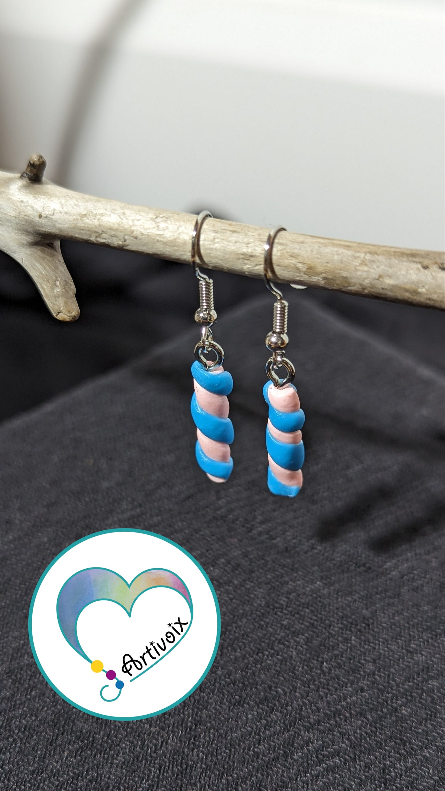 “Blue and pink marshmallow” earrings