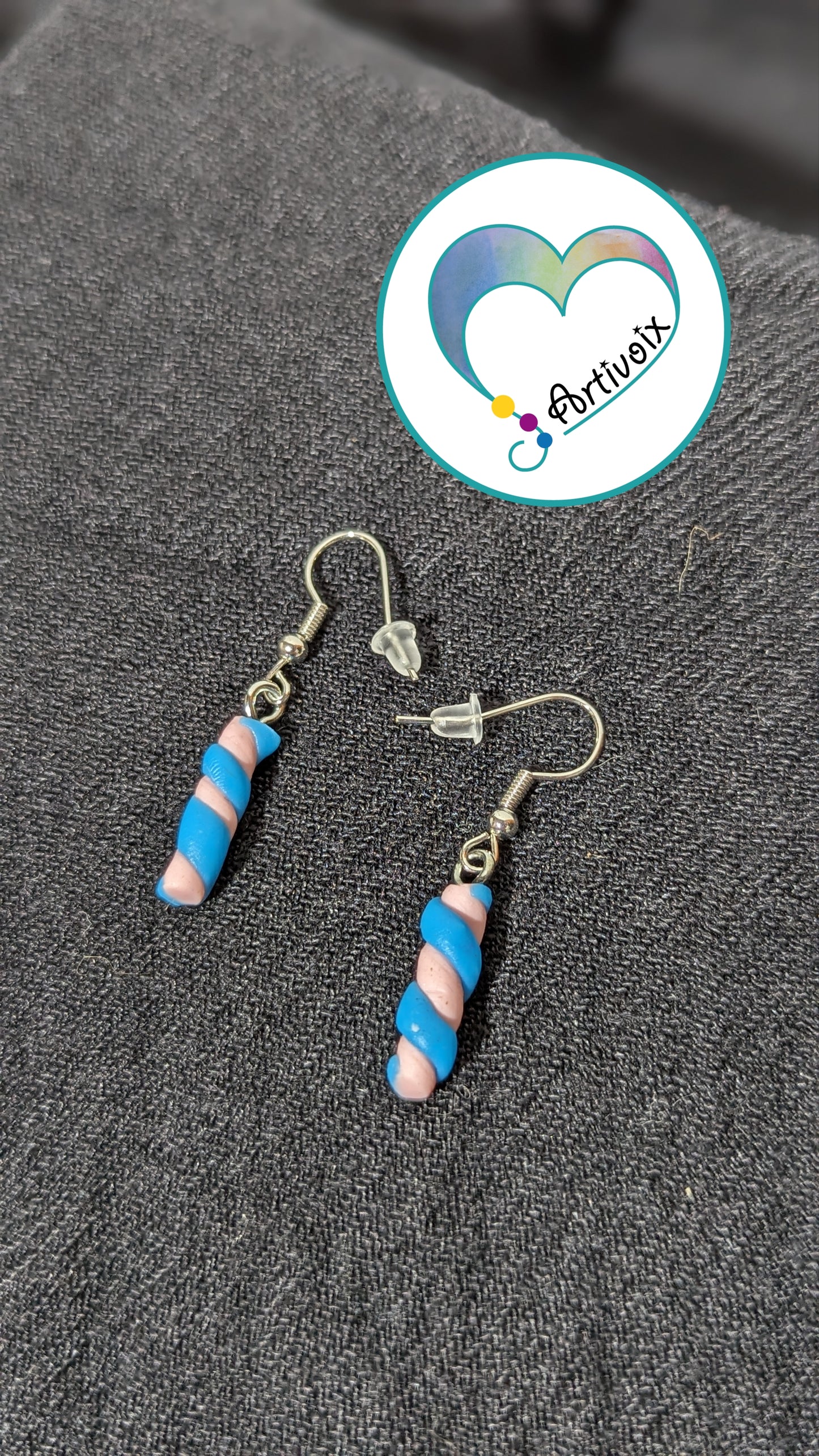 Boucles d'oreilles "Guimauve bleu et rose"