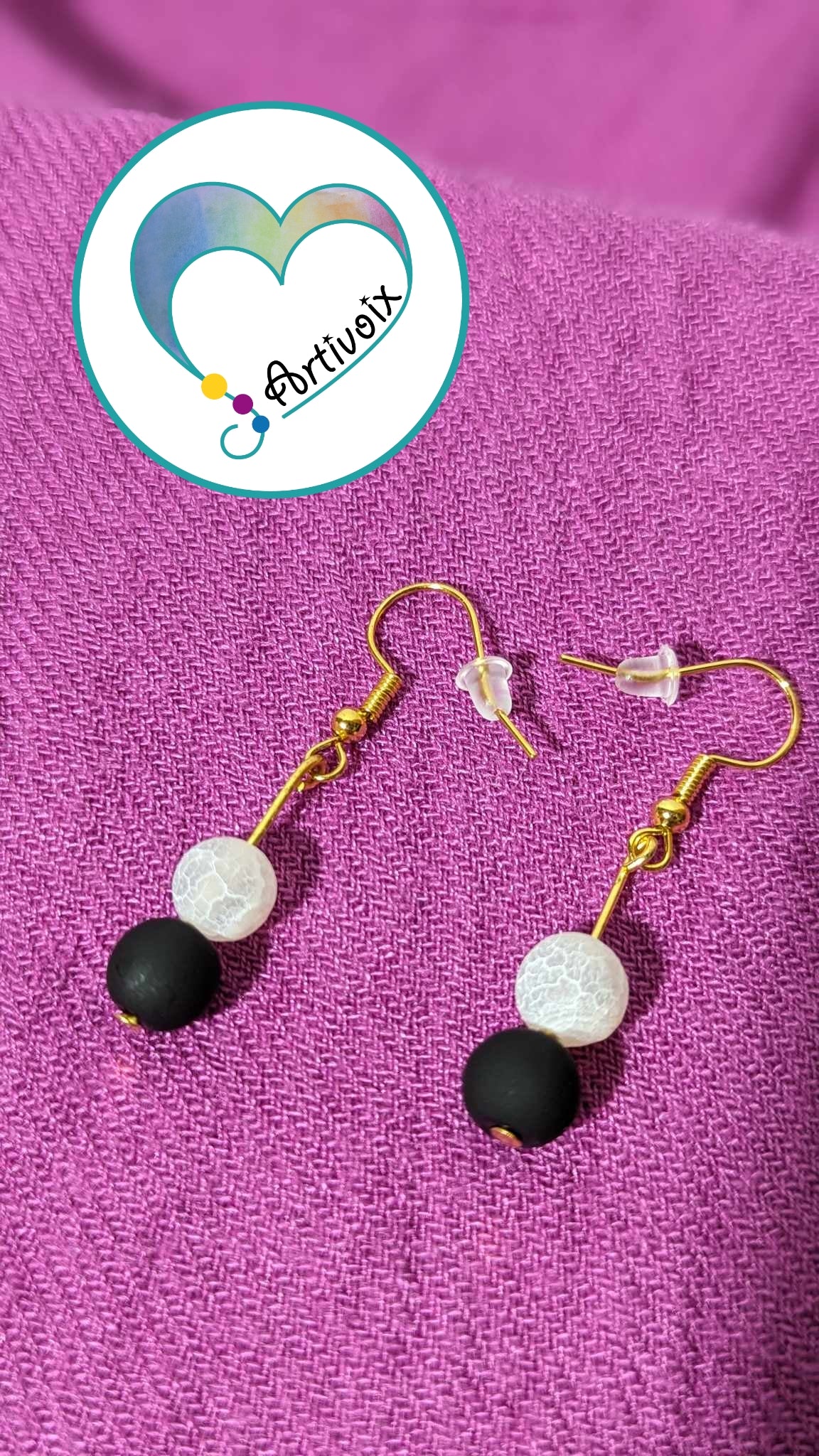 Boucles d'oreilles en perles "NOIR/BLANC"