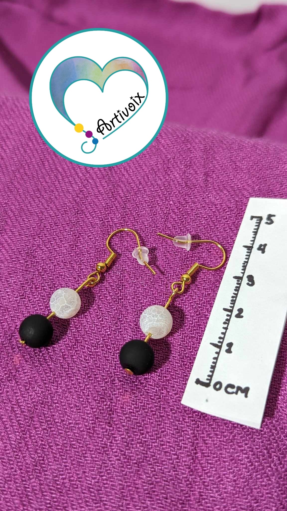 Boucles d'oreilles en perles "NOIR/BLANC"