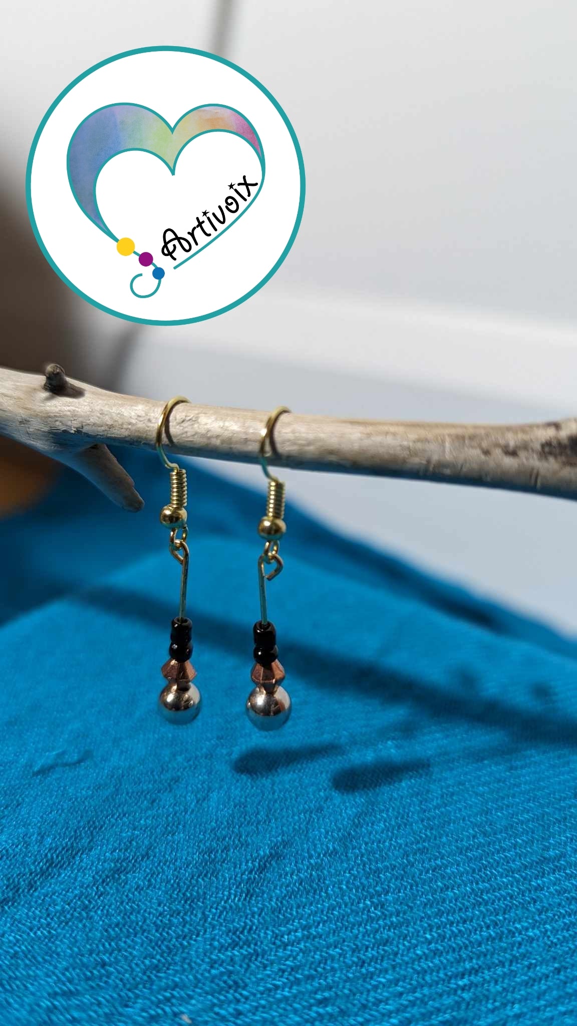 Metallic bead earrings.