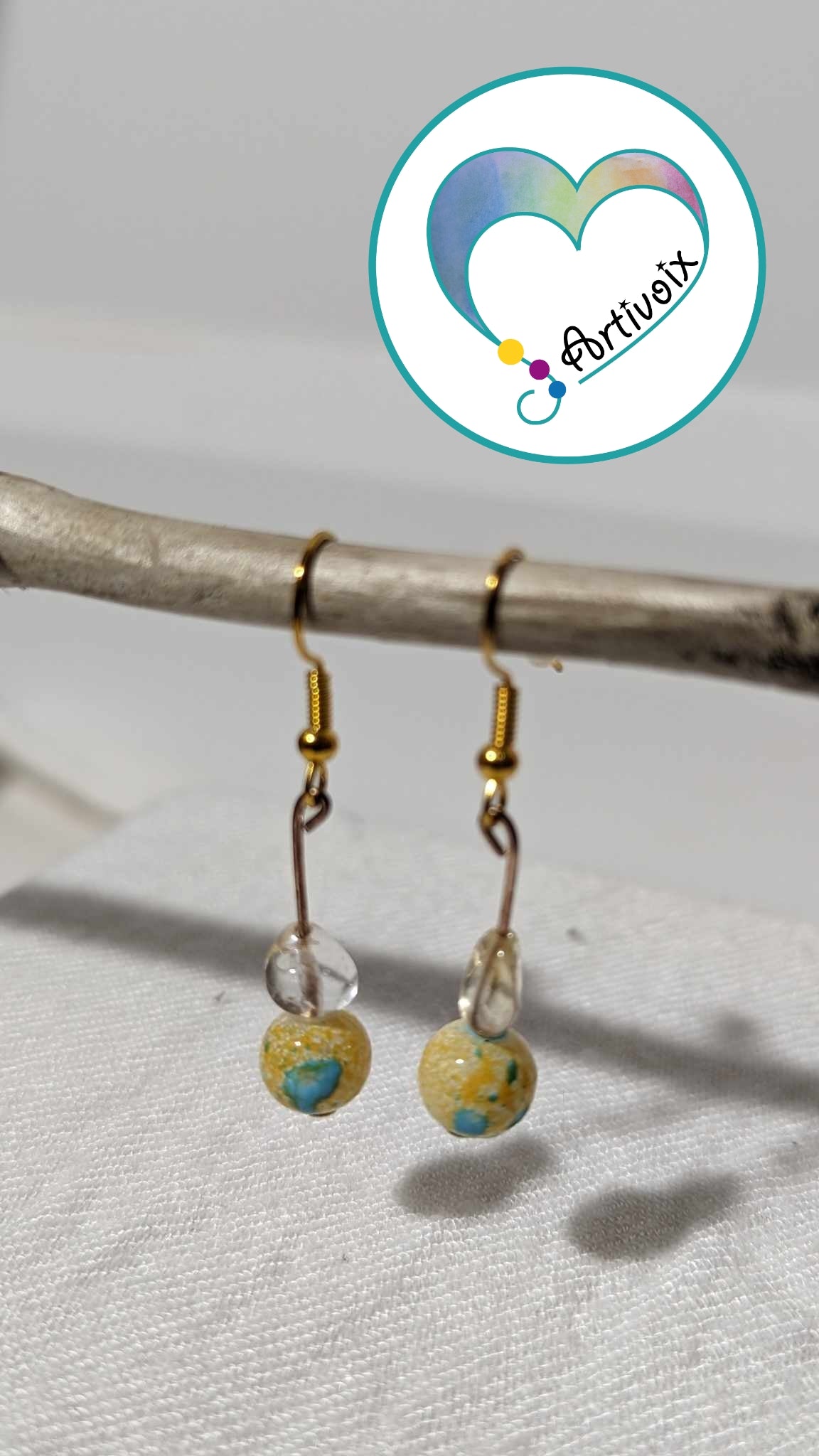 “Translucent/Stone Pearl” earrings