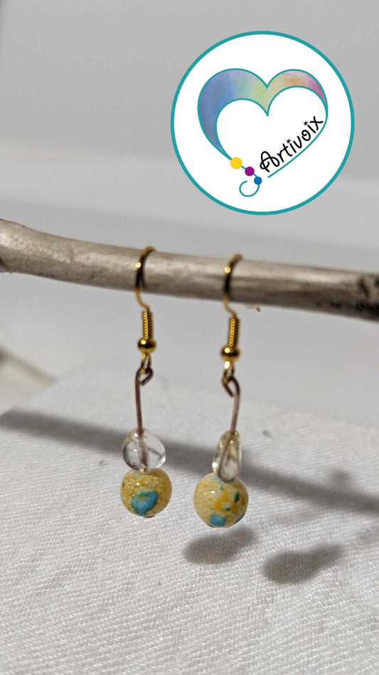 Boucles d'oreilles "Translucide/Perle de pierre"