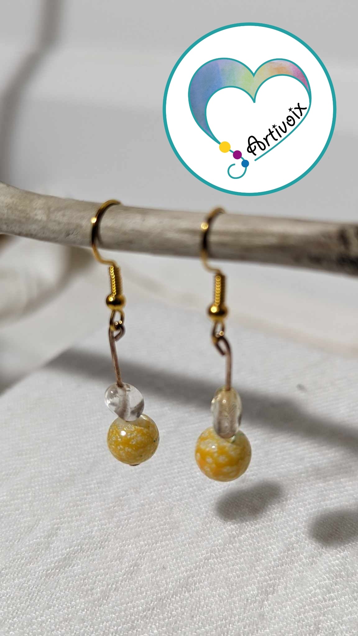 Boucles d'oreilles "Translucide/Perle de pierre"