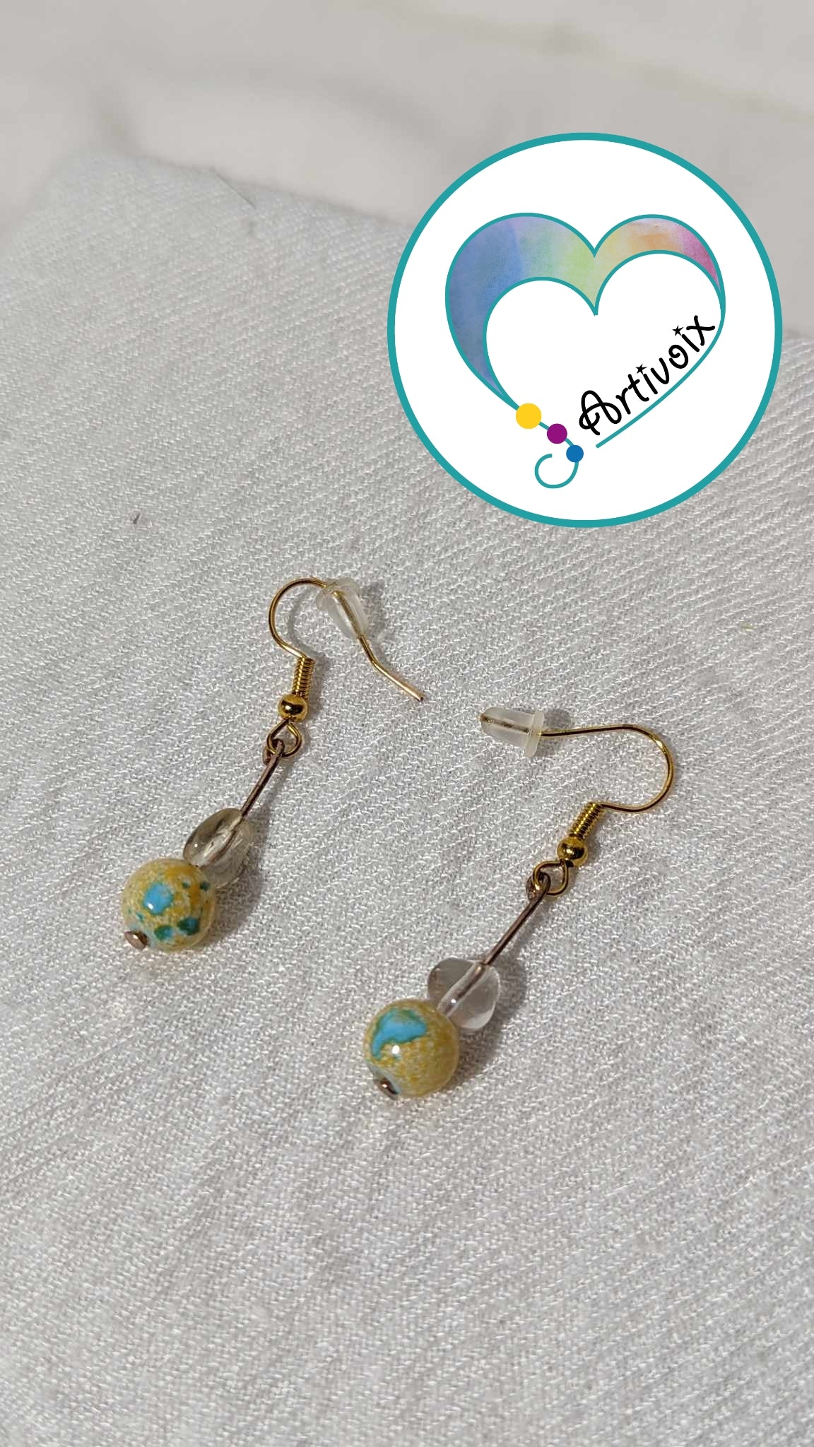 Boucles d'oreilles "Translucide/Perle de pierre"