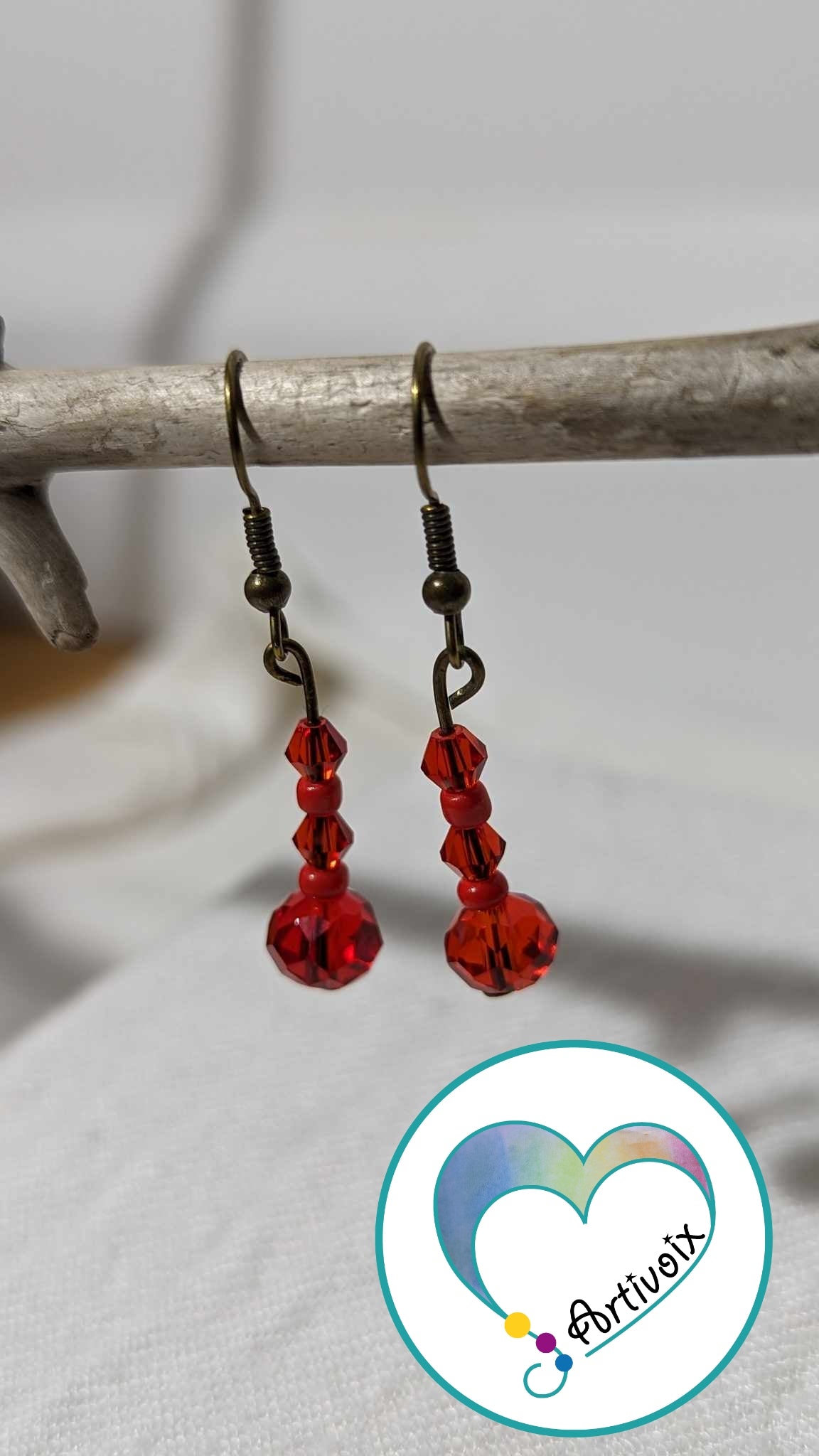 Boucles d'oreilles de perles "ROUGE"