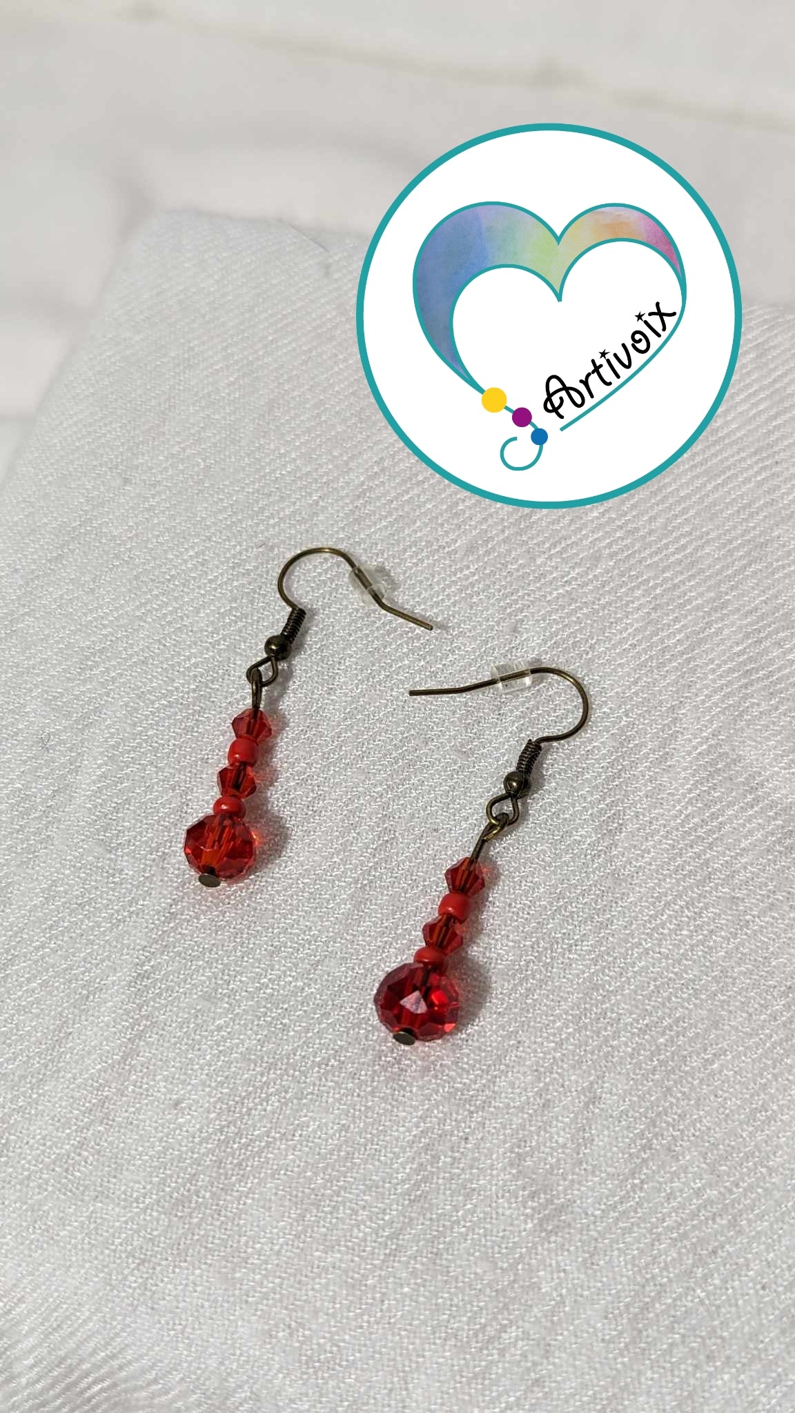 Boucles d'oreilles de perles "ROUGE"