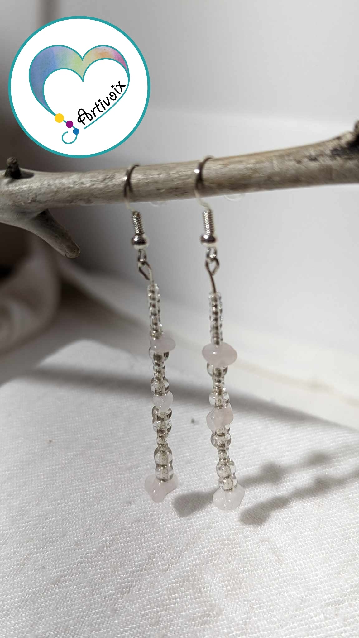 Clear pearl earrings.