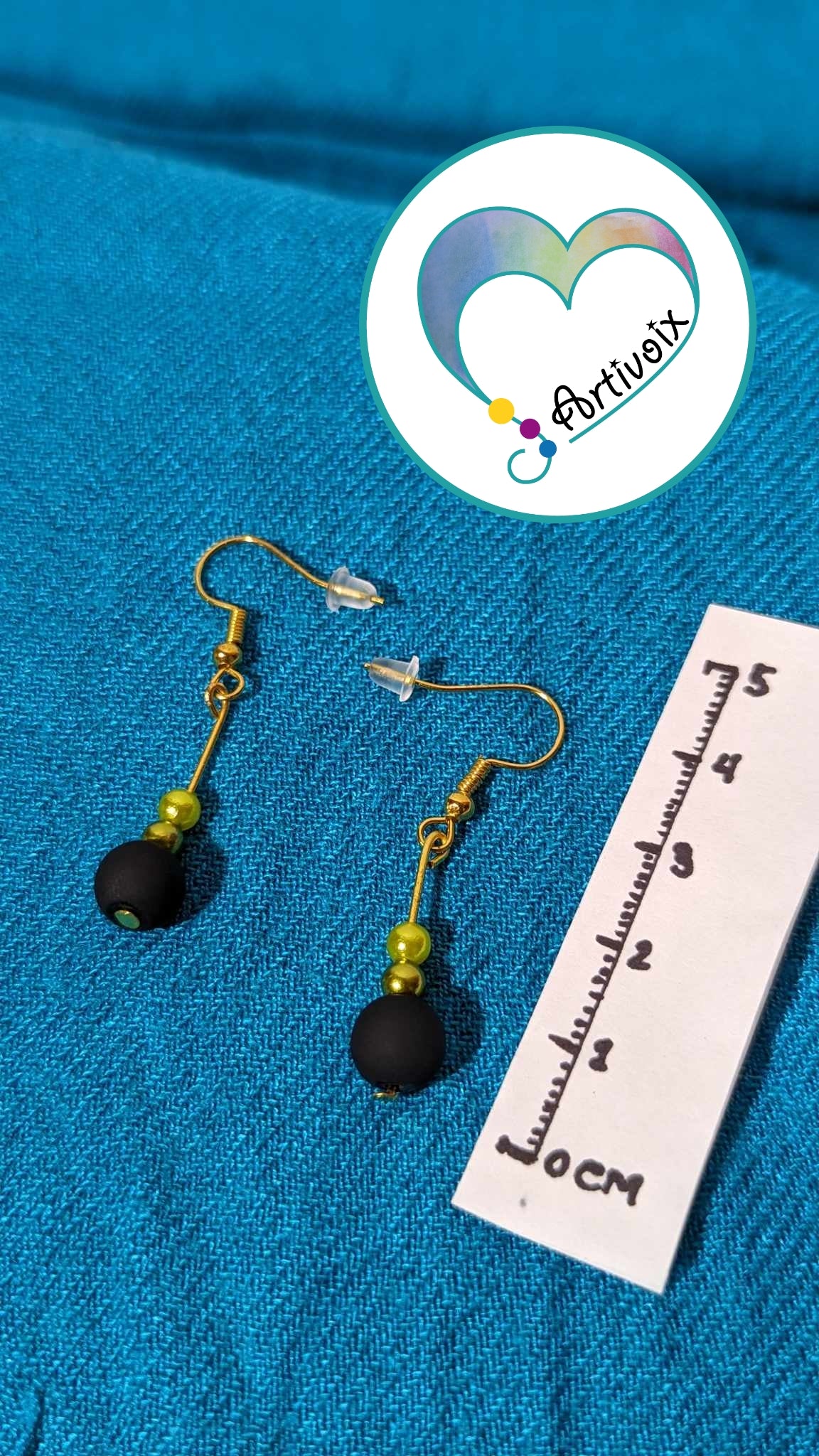 Boucles d'oreilles de perles "VERT/NOIR"