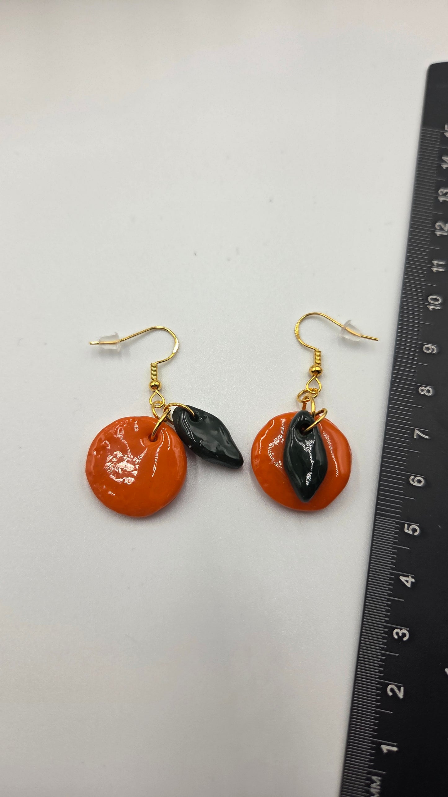 Boucles d'oreilles "Orange avec feuilles"