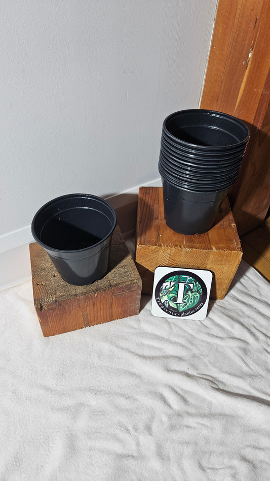 Pot de plastique 4,75 pouces rond, noir.