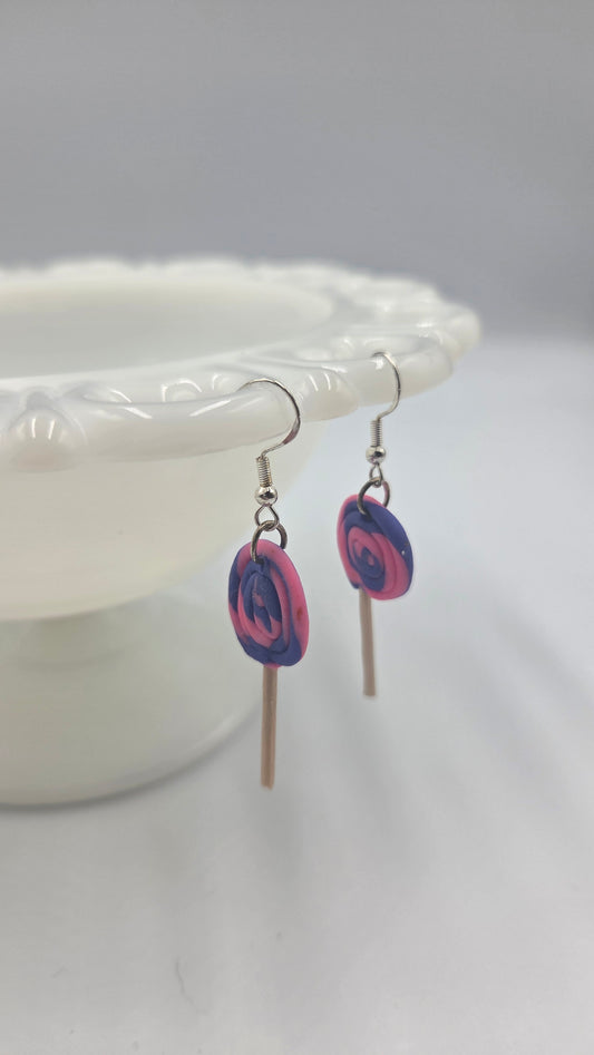 Boucles d'oreilles "Suçette rose et mauve"