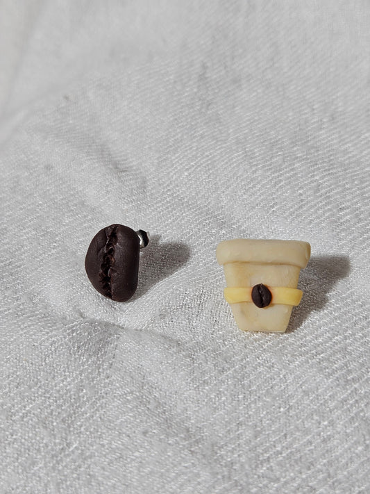 “Coffee/asymmetrical” earrings