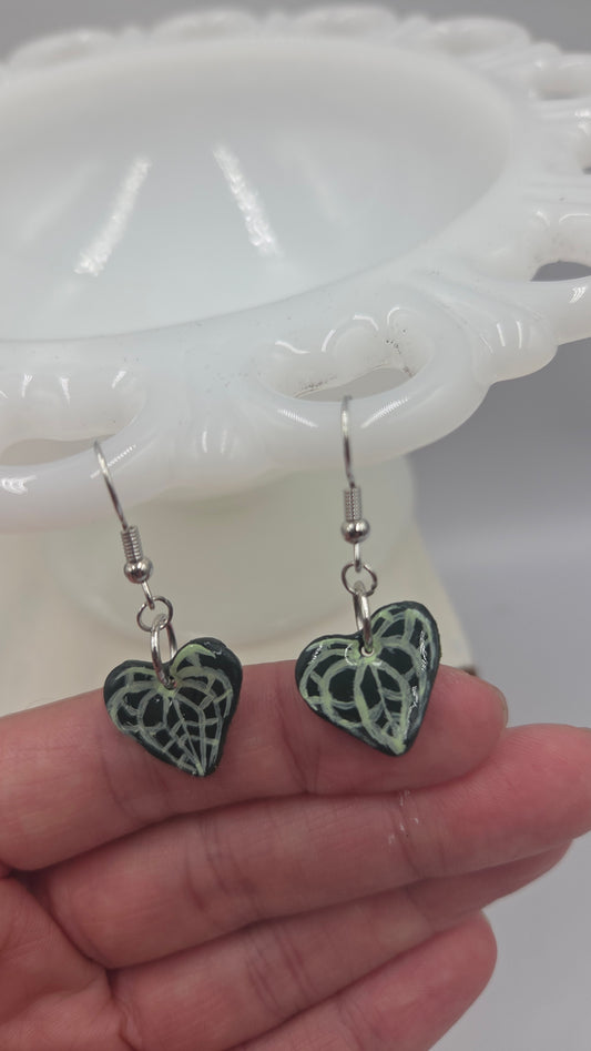Boucles d'oreilles "Feuilles Anthurium Clarinervium"