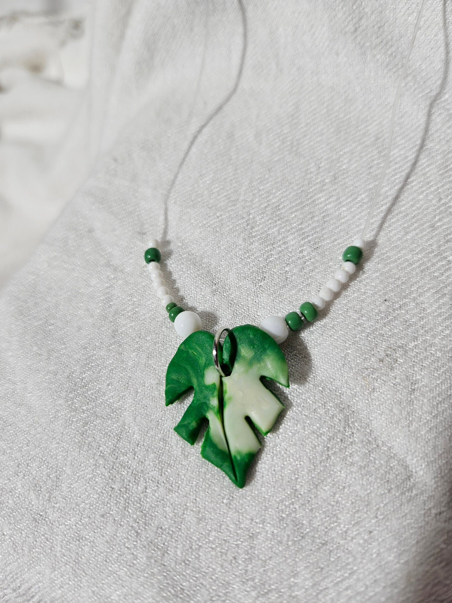 “Monstera Albo” necklace