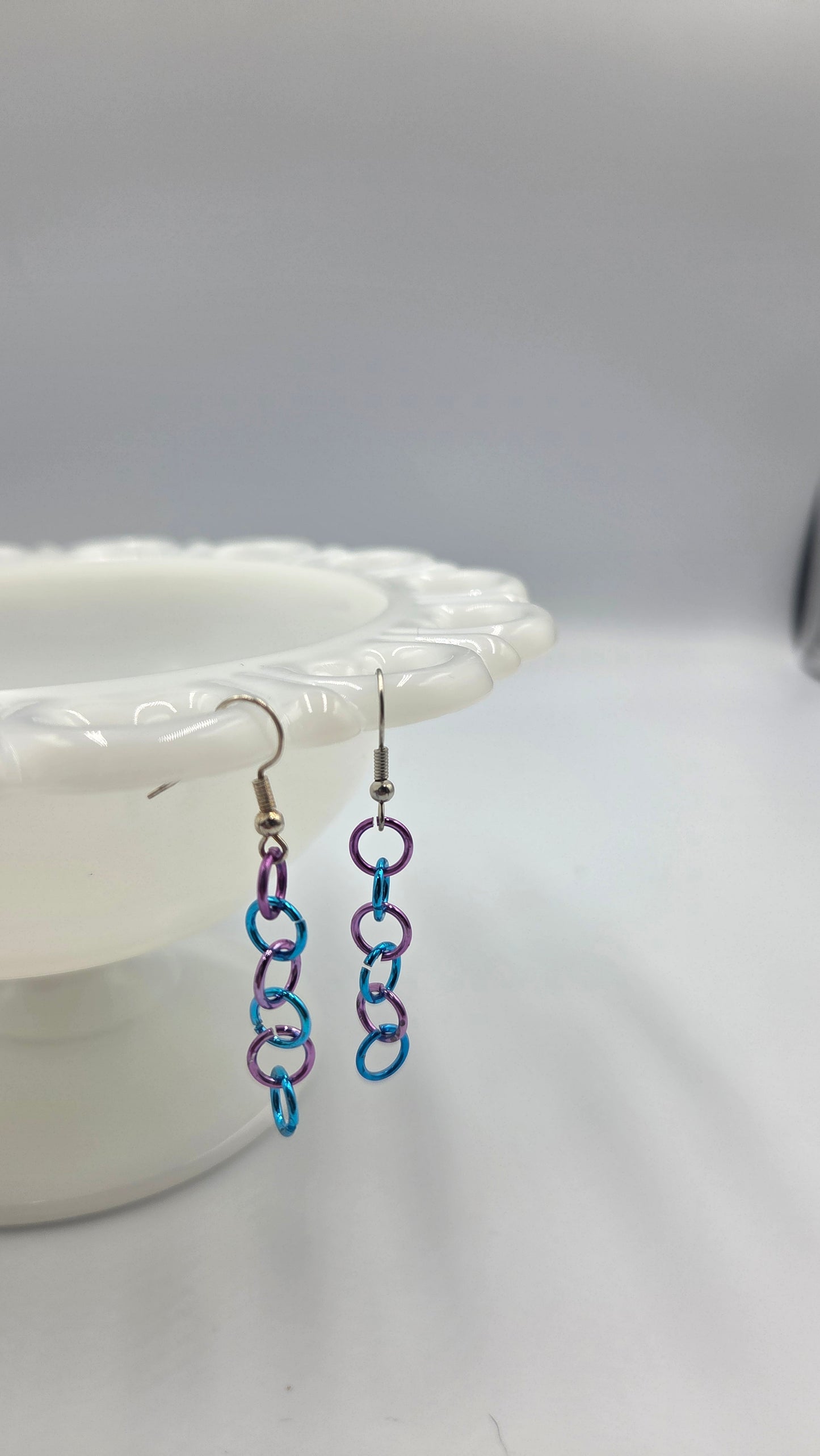 Boucles d'oreilles en anneaux "bleus et lilas"