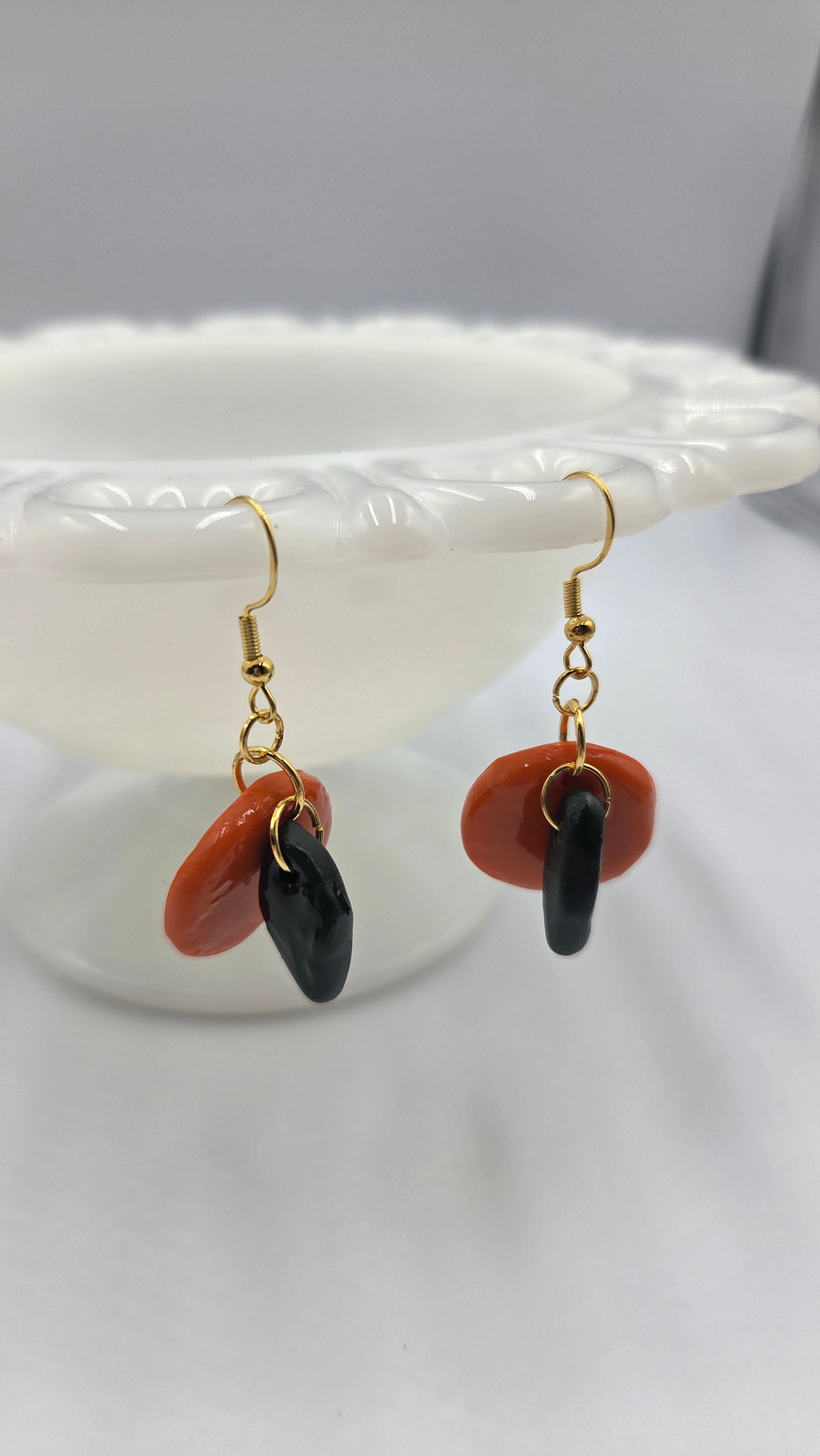 Boucles d'oreilles "Orange avec feuilles"