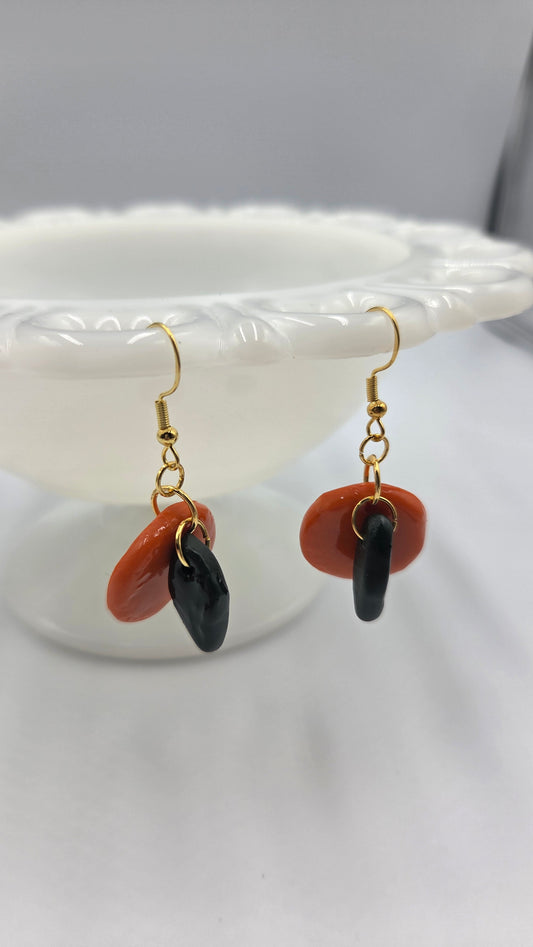Boucles d'oreilles "Orange avec feuilles"